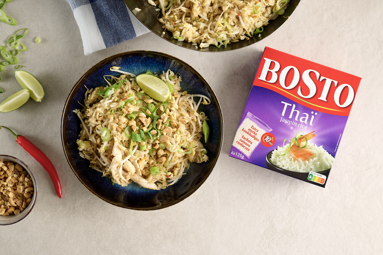 Bosto recept - Pad Thai van jasmijnrijst met kip
